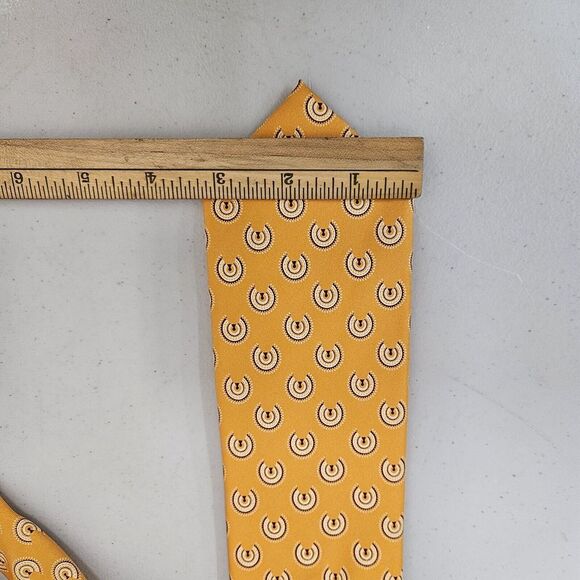 Pineda Covalin Mexico Mens Orange Silk Tie, Abstract Sphere Pattern - Picture 8 of 9